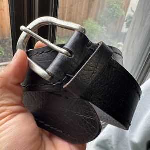 FRYE Mens Dark Brown Genuine Leather Belt Silver Buckle Size 32 Made in India